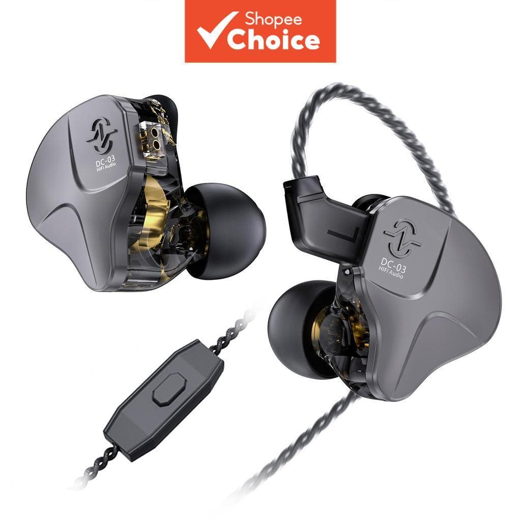 Fones de Ouvido Intra-auriculares CCZ DC03 para Jogos, Graves Profundos, Fones de Ouvido Intra-auriculares com Fio 1DD