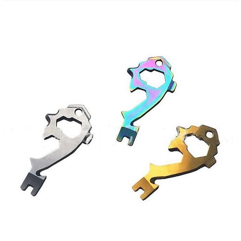 20 em 1 Gadget de aço inoxidável Mini criativo pequena baleia pé de cabra chave de garrafa aberta EDC cartão de ferramen