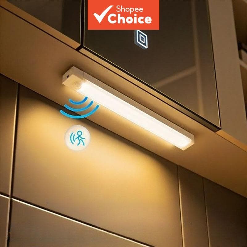 Luz LED inteligente com sensor, luz noturna recarregável automática para armário com sensor de movimento humano, para