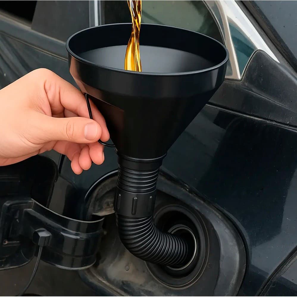 Funil Para Combustivel Troca Oleo  veicular Filtro Flexível Peneira carro