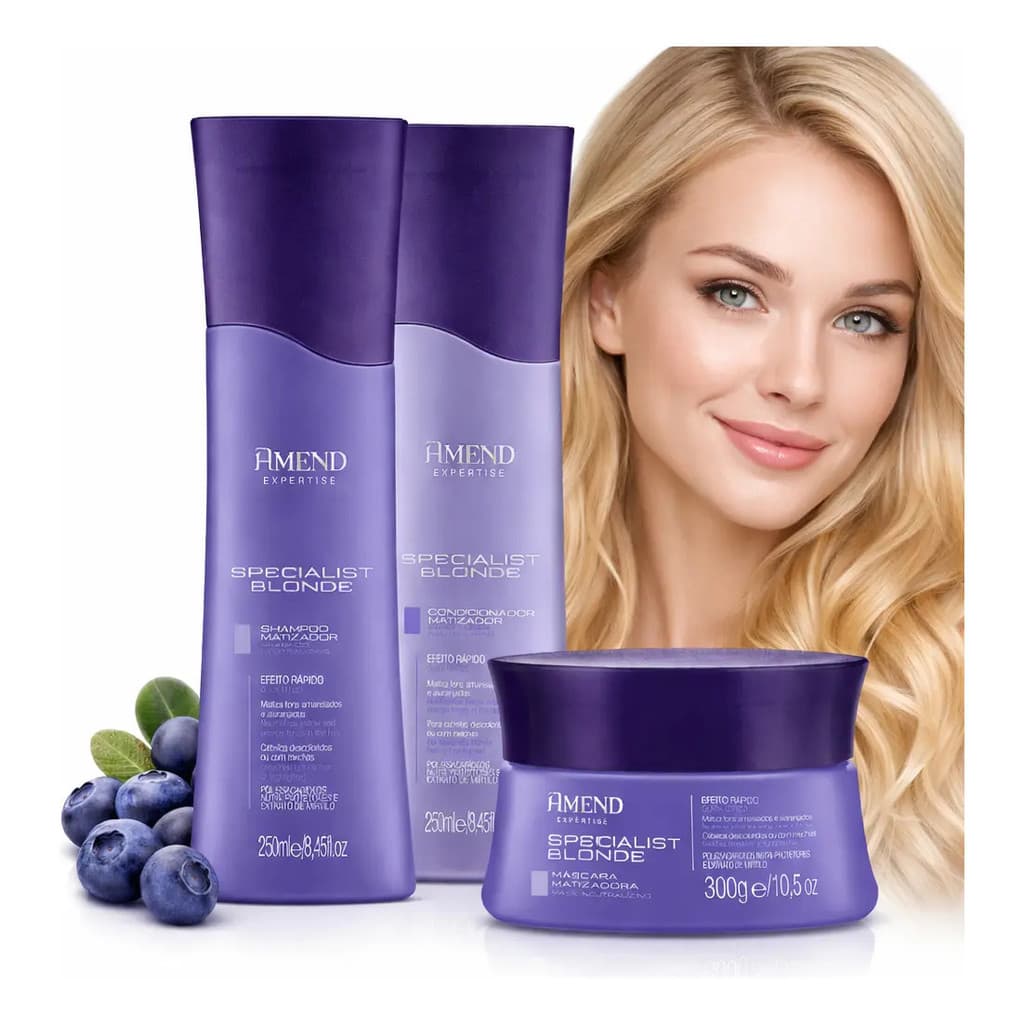 Kit Matizador Amend Shampoo + Condicionador + Mascara Blonde