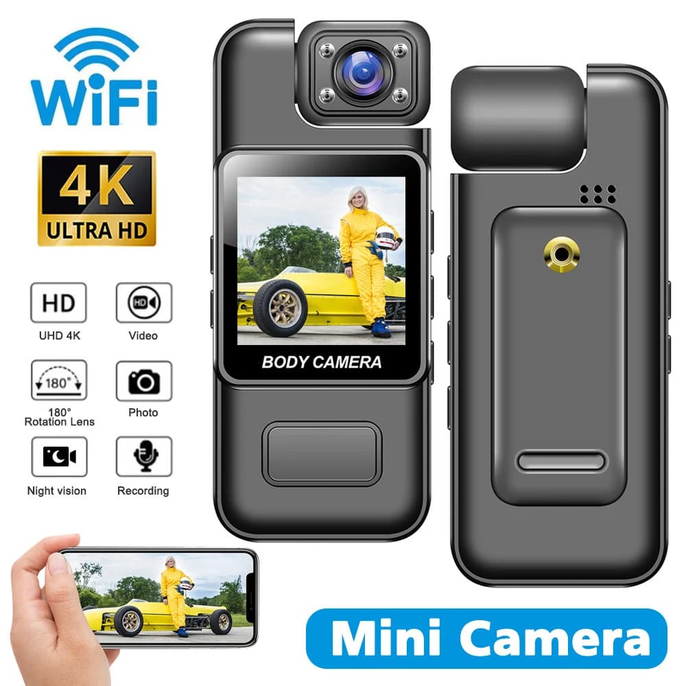 Filmadora Digital Portátil Vestível 1080P HD WiFi , Mini Gravador De Vídeo DV DVR Com Visão Noturna Infravermelha Para G