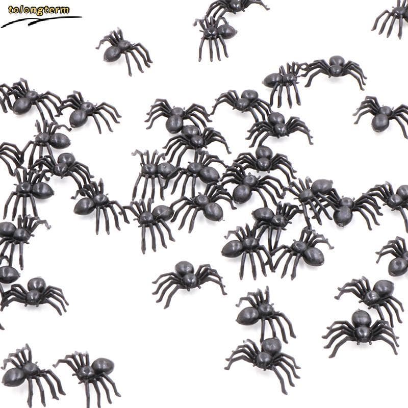 50 Peças Brinquedos De Aranha Falsa De Plástico Halloween Piada Engraçada Adereços Realistas
