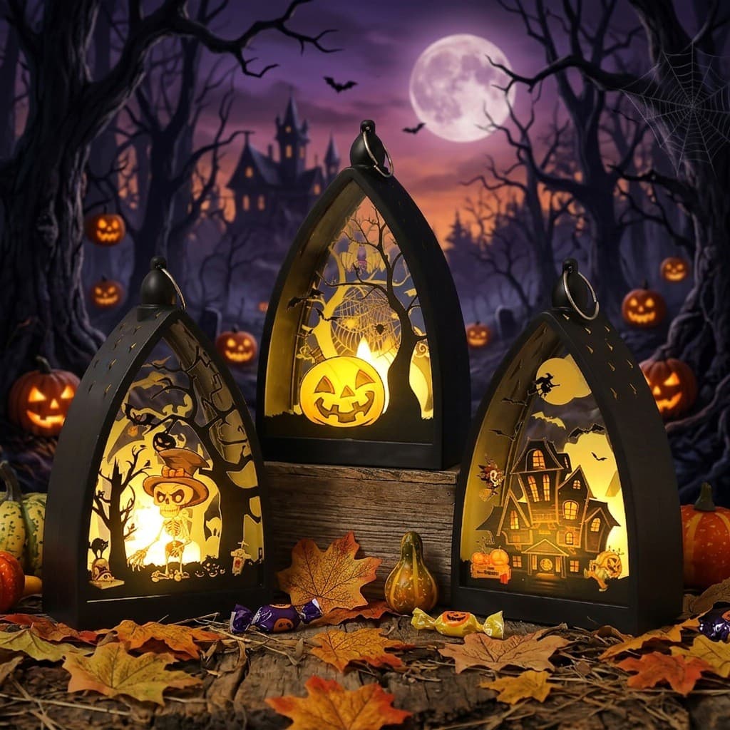 Halloween estilo portátil luz vela eletrônica led estilo do feriado luz decoração de halloween adereços atmosfera luz de