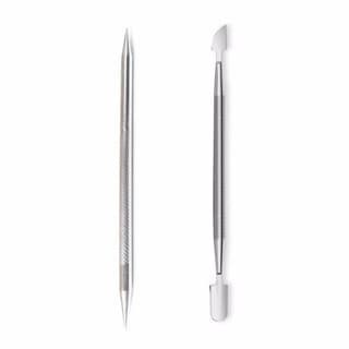 kit de palito de inox + espatula de inox. kit perfeito para manicure e pedicure.
