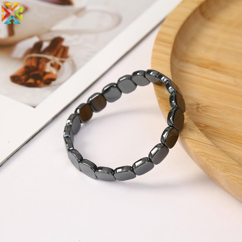 Pulseira magnética para homens, modelo 2026, com esferas de aço pretas, design elástico, possui energia curativa, unisse