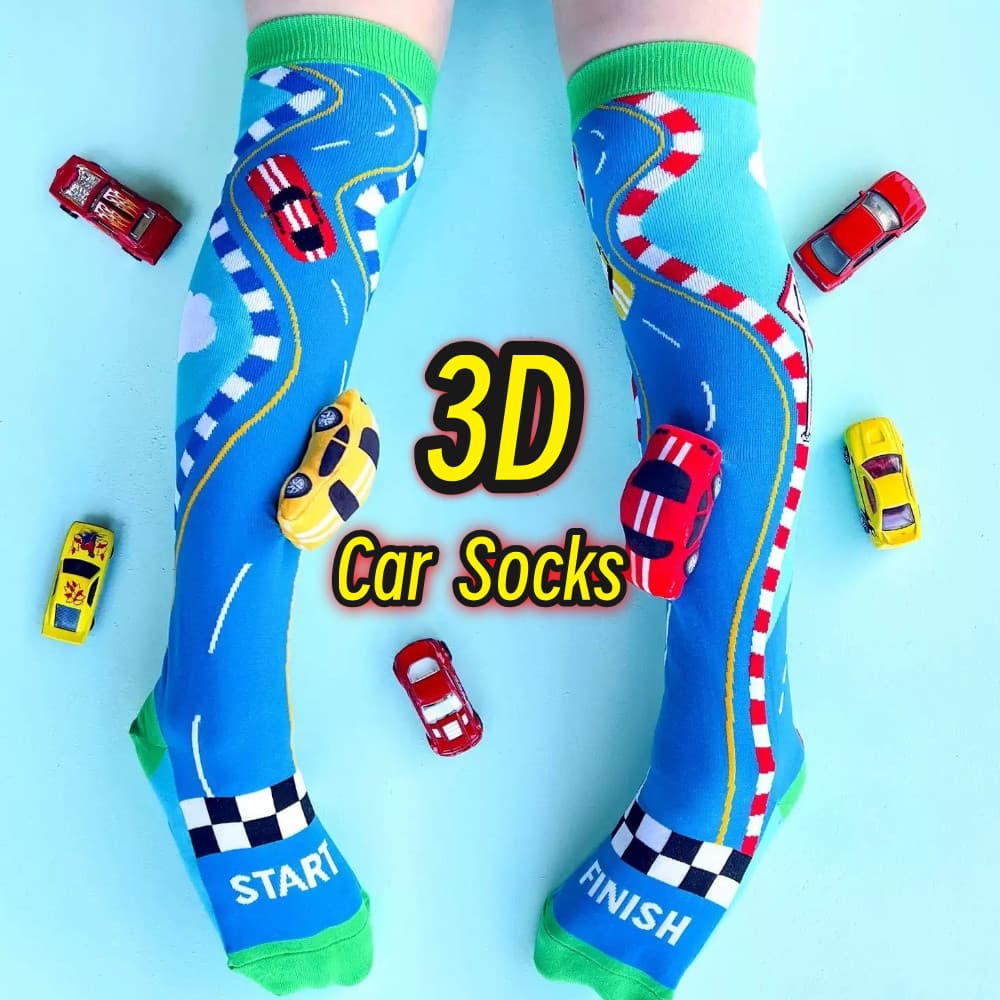 Meias Infantil 3D Carro 【Alta Qualidade 】Meias Cano Alto Infantil Maluca Divertida