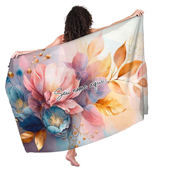 Canga Saida de Praia com nome personalizado 90x140cm