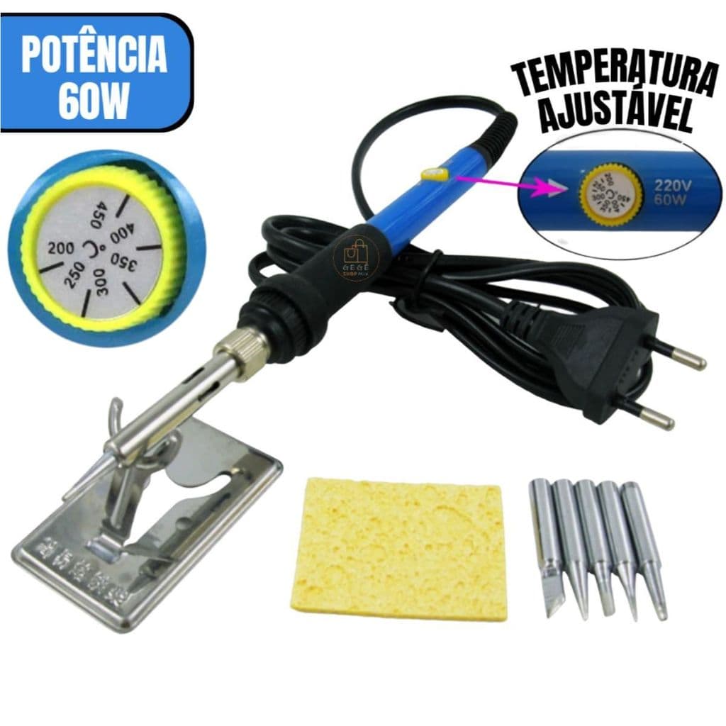 Ferro de Solda Ajustável Com Regulagem de Temperatura Profissional 127 220 60w