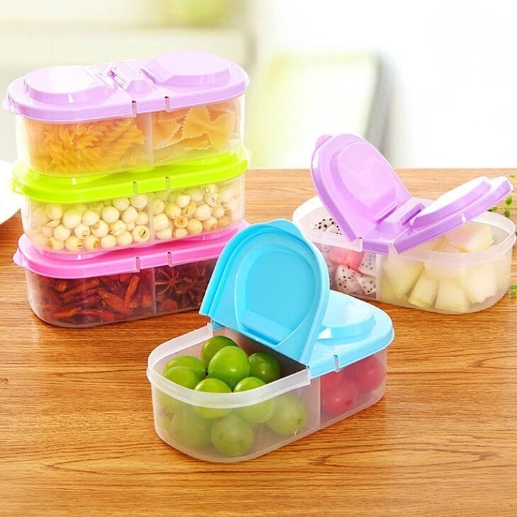 Pote Plástico Para Armazenamento De Alimentos Com Cobertura De Grade Dupla Multifuncional