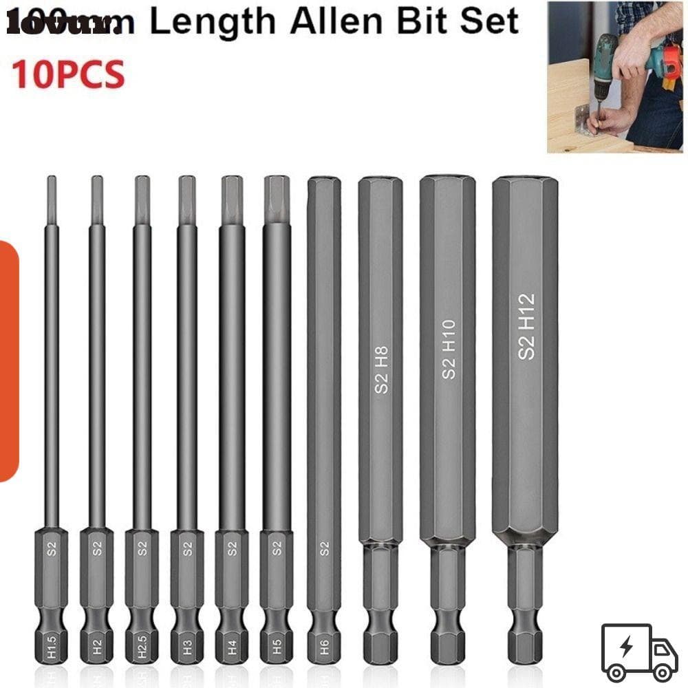Chave Allen De Cabeça Sextavada LOVUR , Bits De Fenda De 100 Mm De Comprimento E 1/4 De Polegada De Aço S2 De 1.5-12