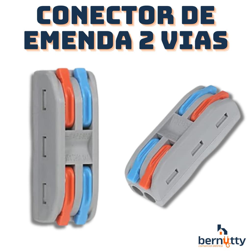 Kit 10 Conectores  Emenda Fio Alavanca 2 Vias 32a Anti-Chamas