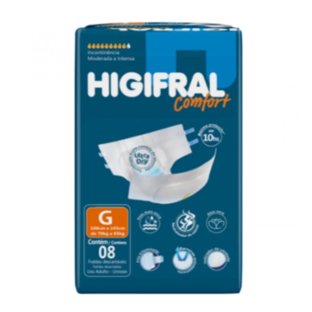 Fralda Geriátrica Higifral Confort G com 8 Unidades