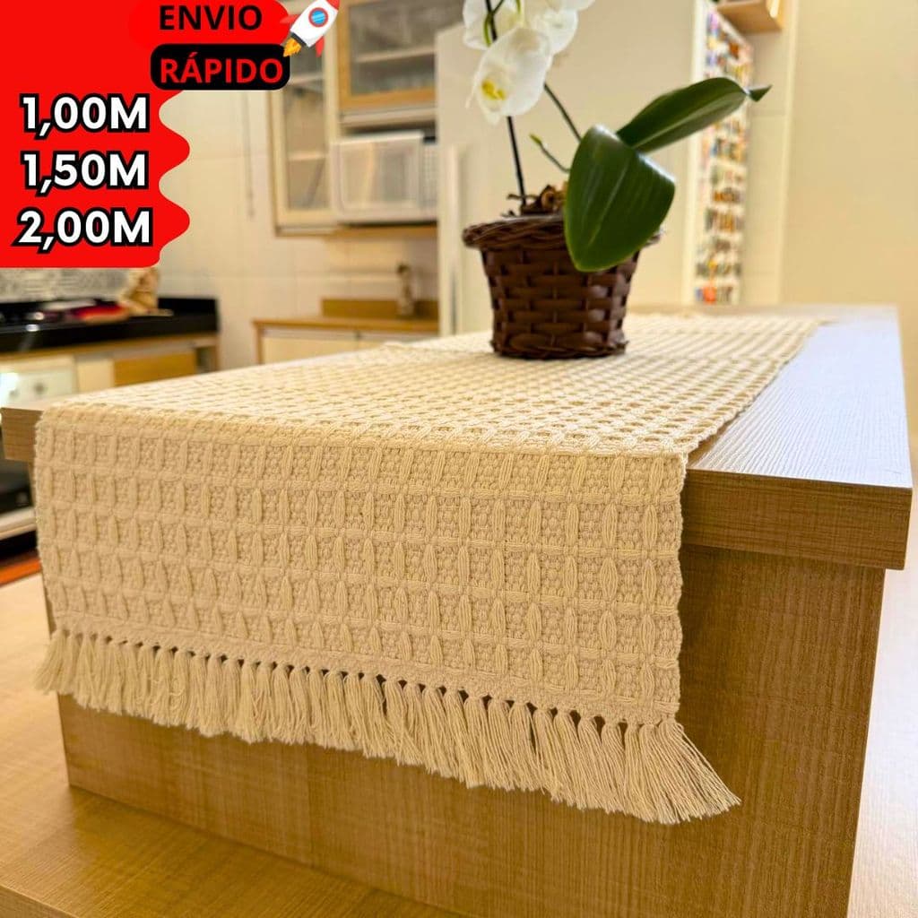 Passadeira de Mesa Luxo Algodão Cru Usado para Decorar, Aparador ou Centro, Ideal para Proteger Mesa