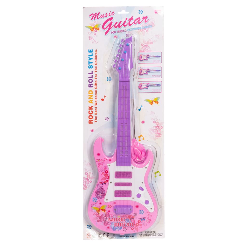 Guitarra Infantil Music Led Som Instrumento Feminino Fly