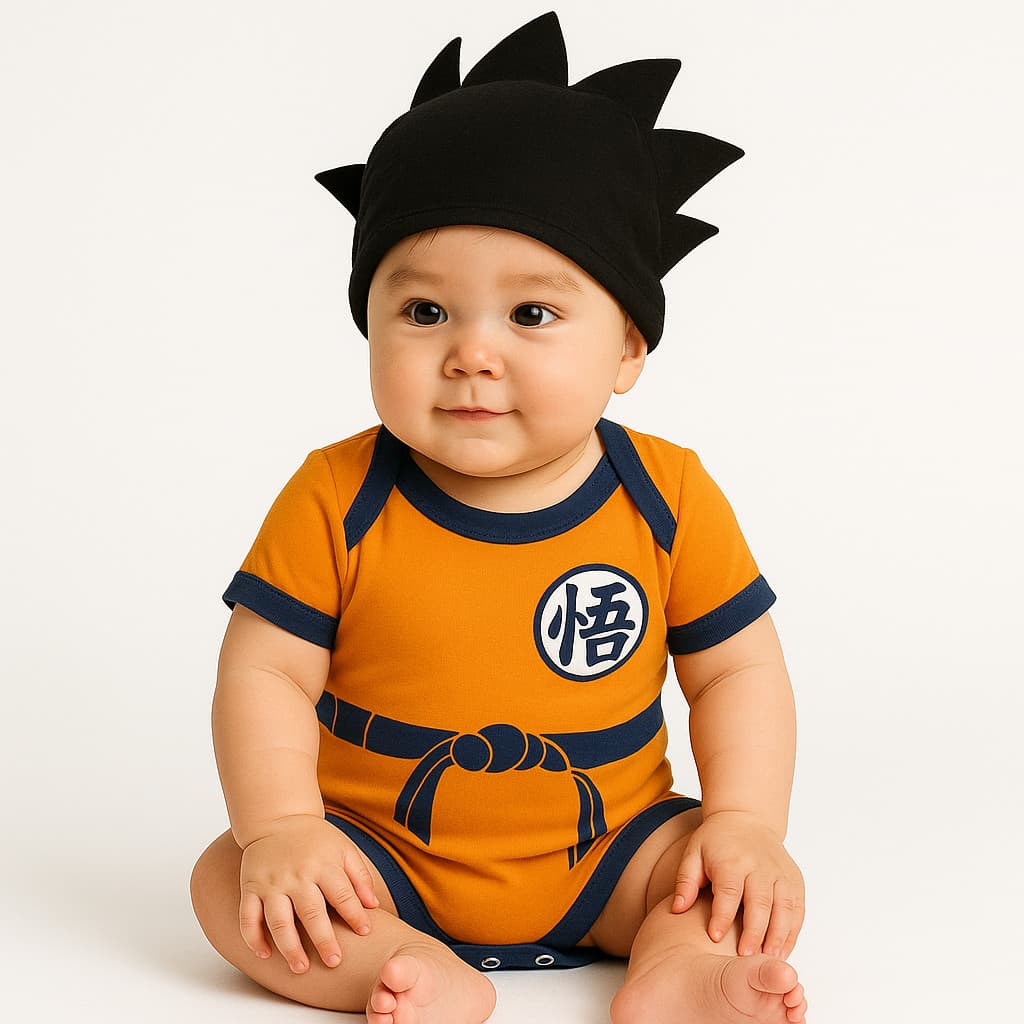 Body Bebê Infantil Dragon Ball Mêsversário Temático Goku P Menino Algodão Super Confortável Premium