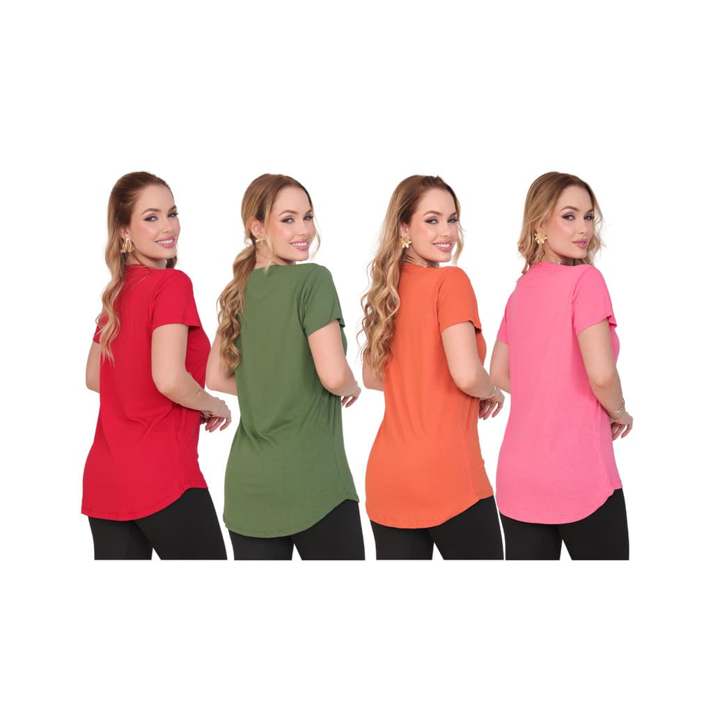 4 Camisetas Compridas Tapa Bumbum Feminina Fitness Longas