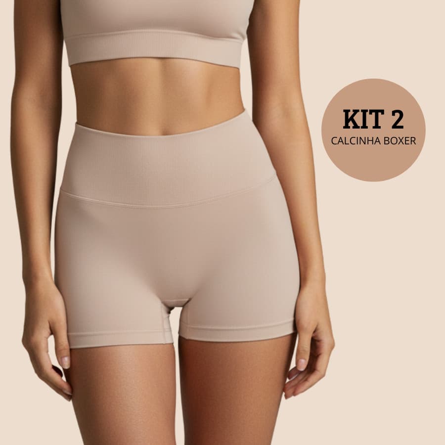 Kit 2 Calcinhas Boxer Feminina Sem Costura Cueca Poliamida Shortinho Segunda Pele Confortável