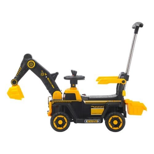 Mini Retroescavadeira Eletrica Infantil 6v Movel Alca Empurrar Amarela Brinquedo