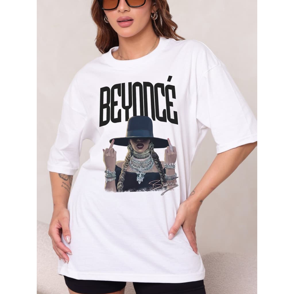 Camiseta Oversized Feminina Tshirt Blusa Max 100% Algodão Estampada Beyoncé