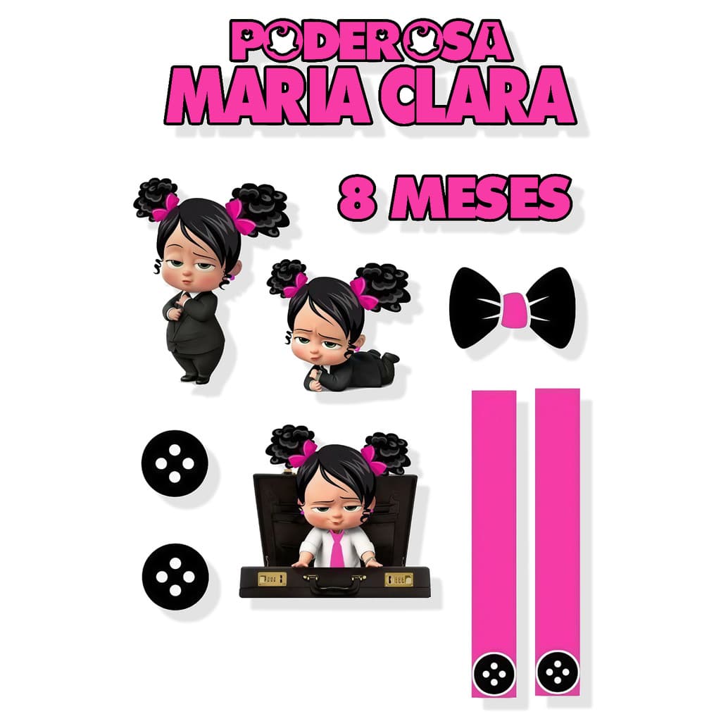 Topo Topper de Bolo Poderosa Chefinha Branca Personalizado Nome Idade QP-9