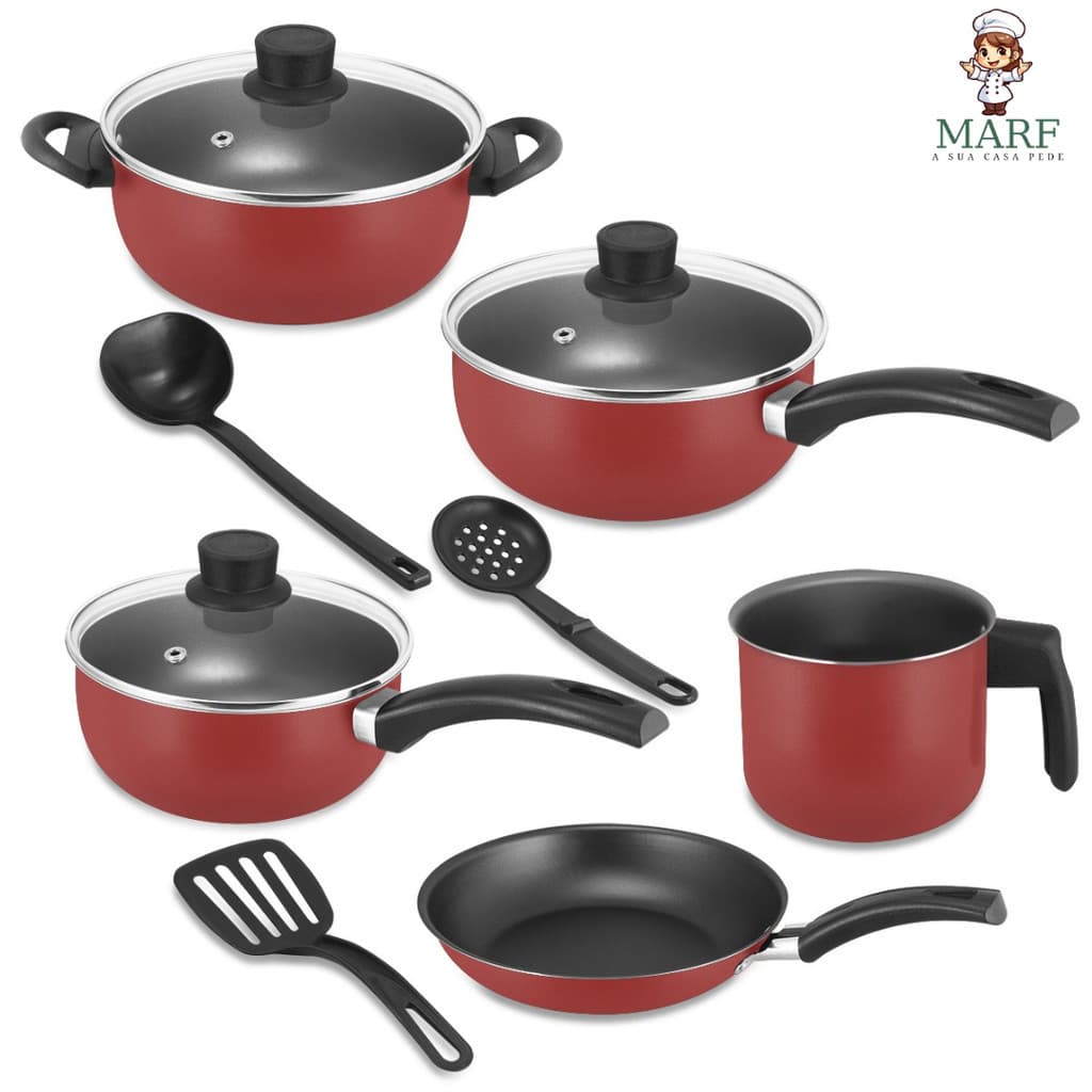 Panelas MARF 8 Peças Antiaderente com Tampas de Vidro – Kit Completo para Preparar Diversas Receitas