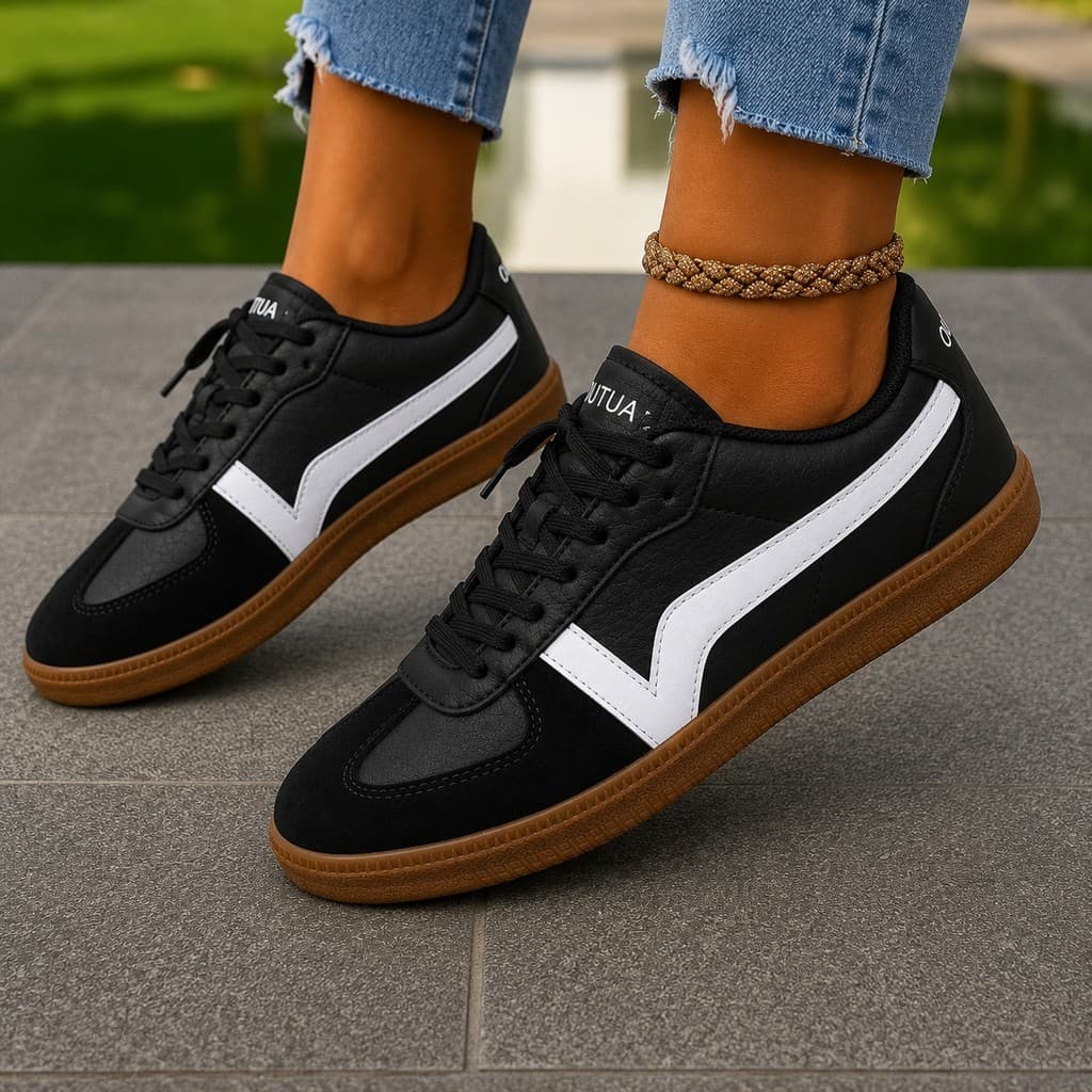 Tênis Feminino Casual Vintage Retrô Fashion Leve Confortável Sola Borracha
