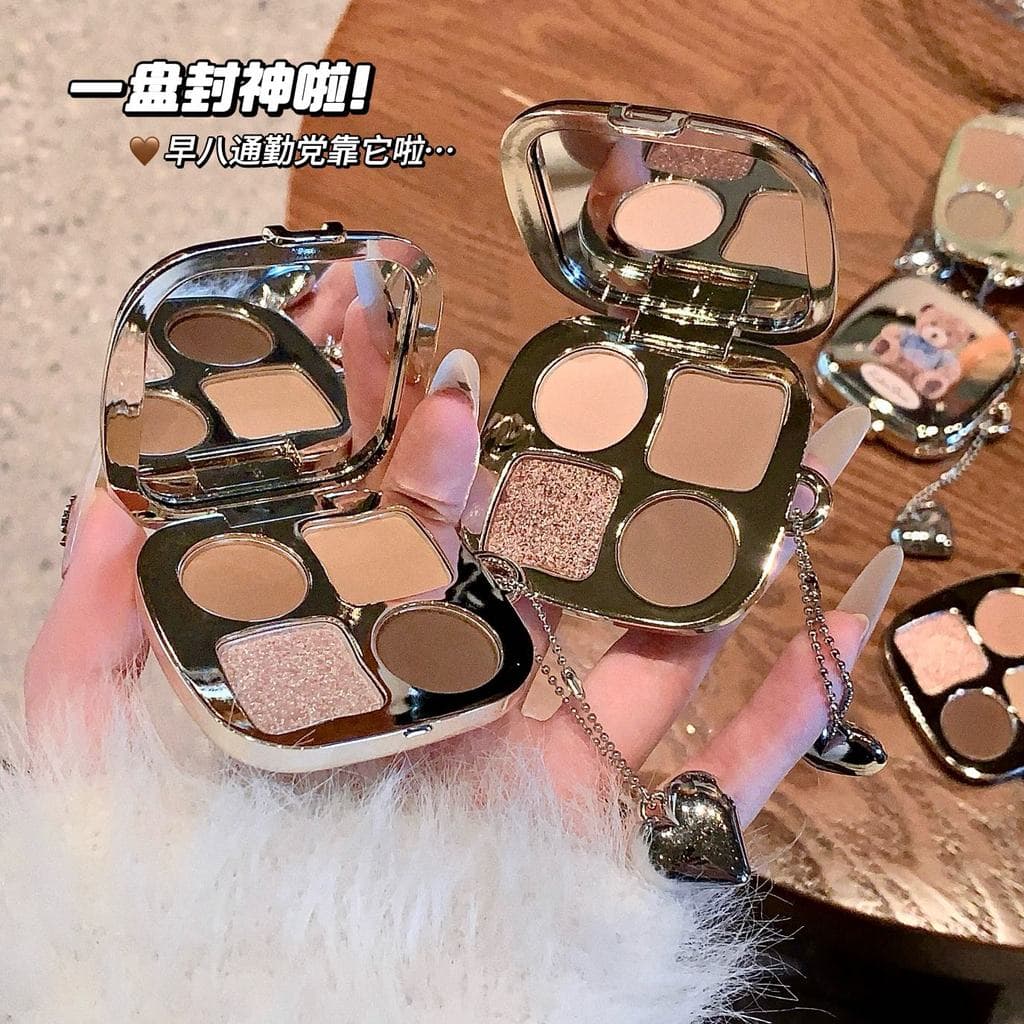 Regulamentos fofos para Billy!Luz sombra urso amor pingente paleta de sombra de quatro cores deitado bicho da seda palet