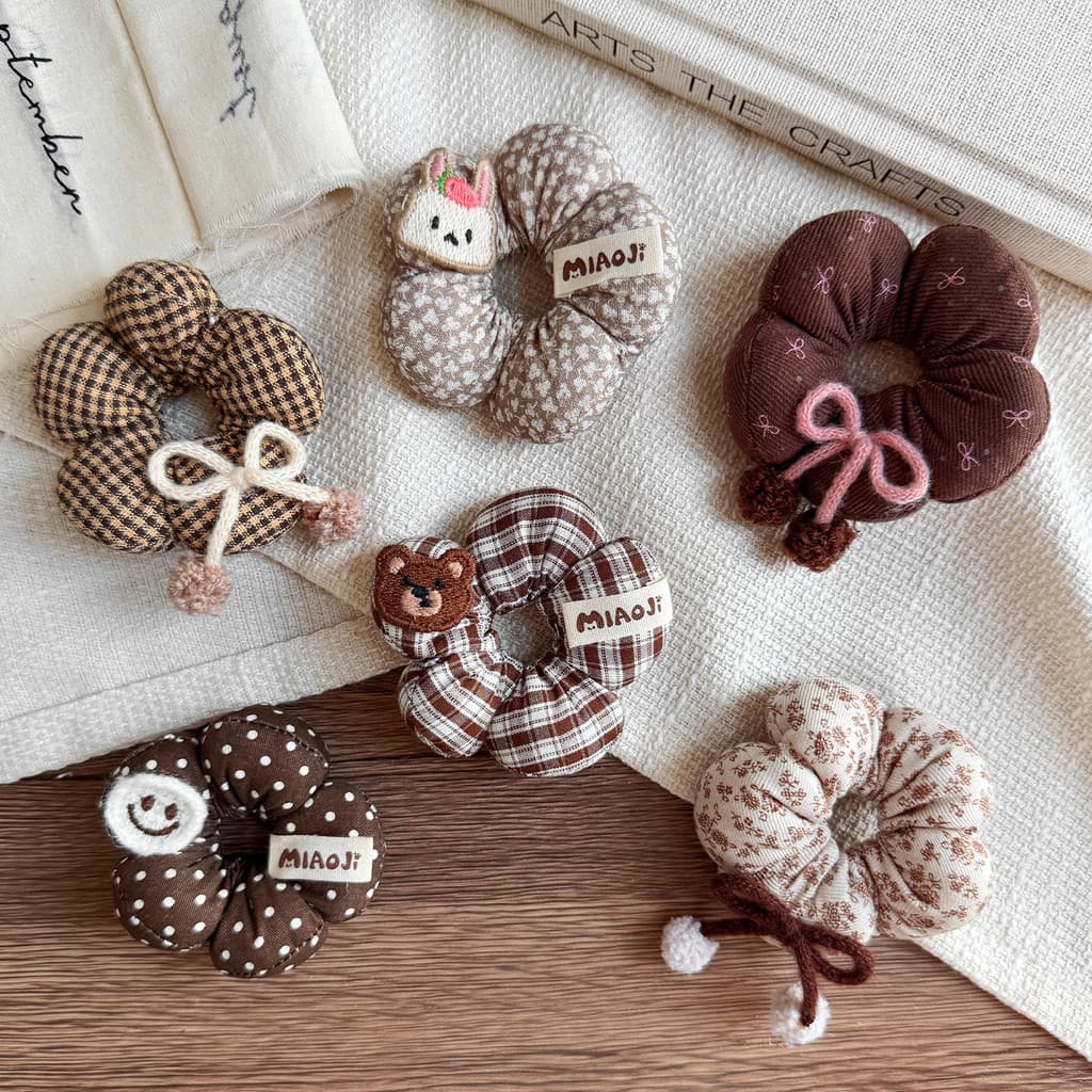 Meninas bola cocar acessórios para o cabelo cabeça flor crianças bebê rabo de cavalo anel de cabelo bandana tecido xadre
