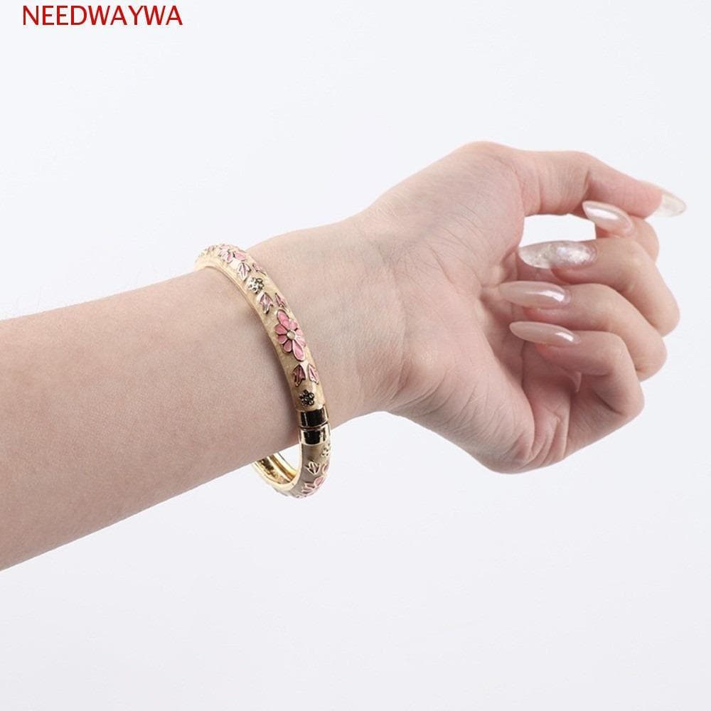 NEEDWAYWA Pulseira Cloisonne Vintage , De Flor Tradicional Chinesa Mão Feminina Clássica