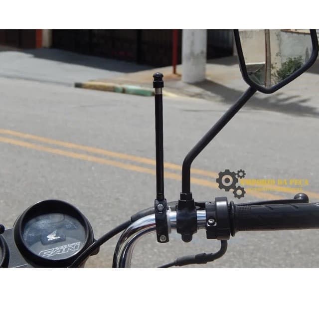 Antena Corta Pipa Moto Retrátil 7 Estágios Guidão Aço Inox Preta Anti Cerol