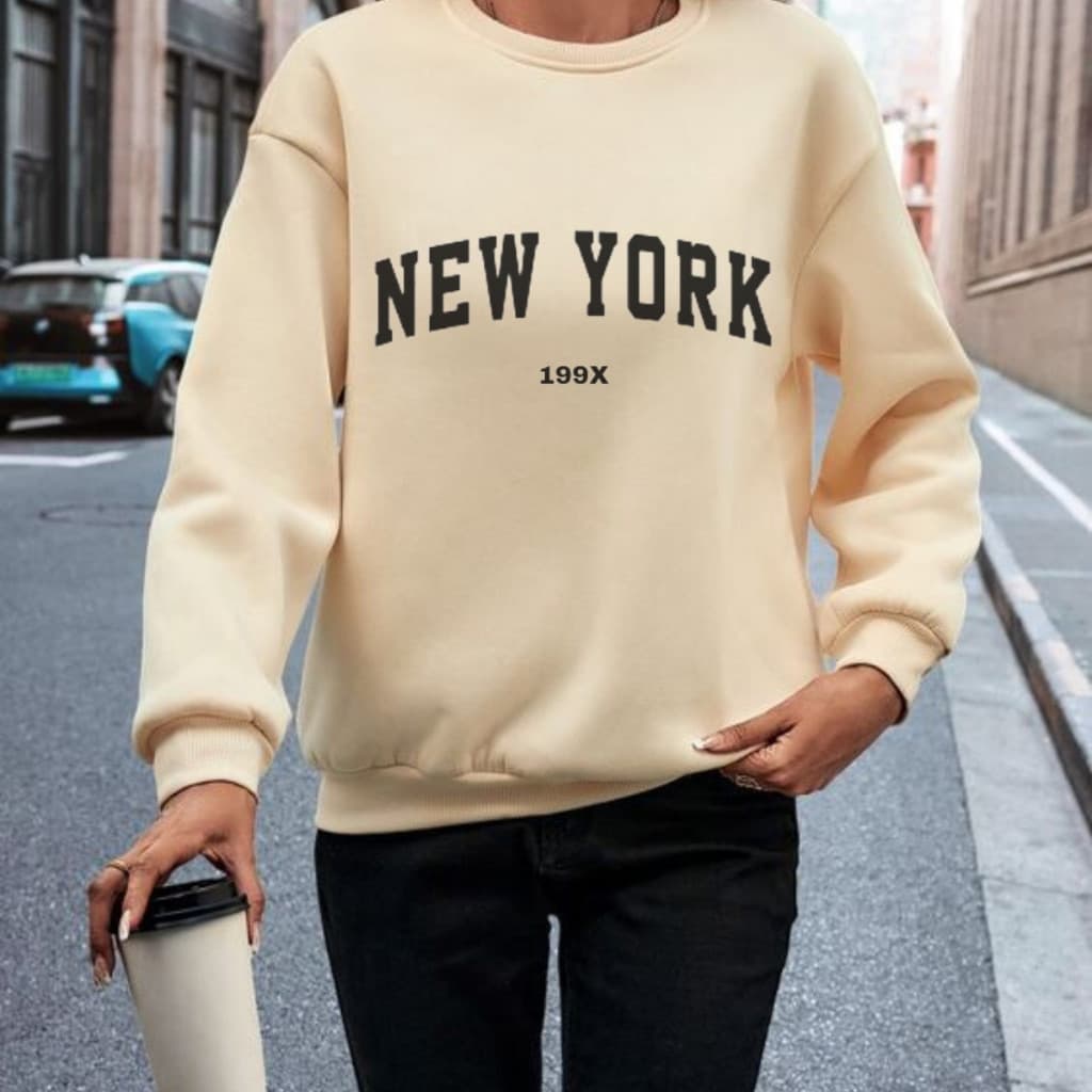 moletom feminino Blusa de Frio Unissex Gola Redonda moleton New York