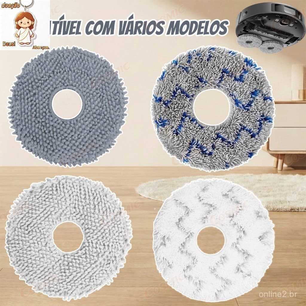 Kit Panos Mop de Reposição para Robô Aspirador Xiaomi S10+ / S20+ / X10+ / X20+ / Pro Max - CO