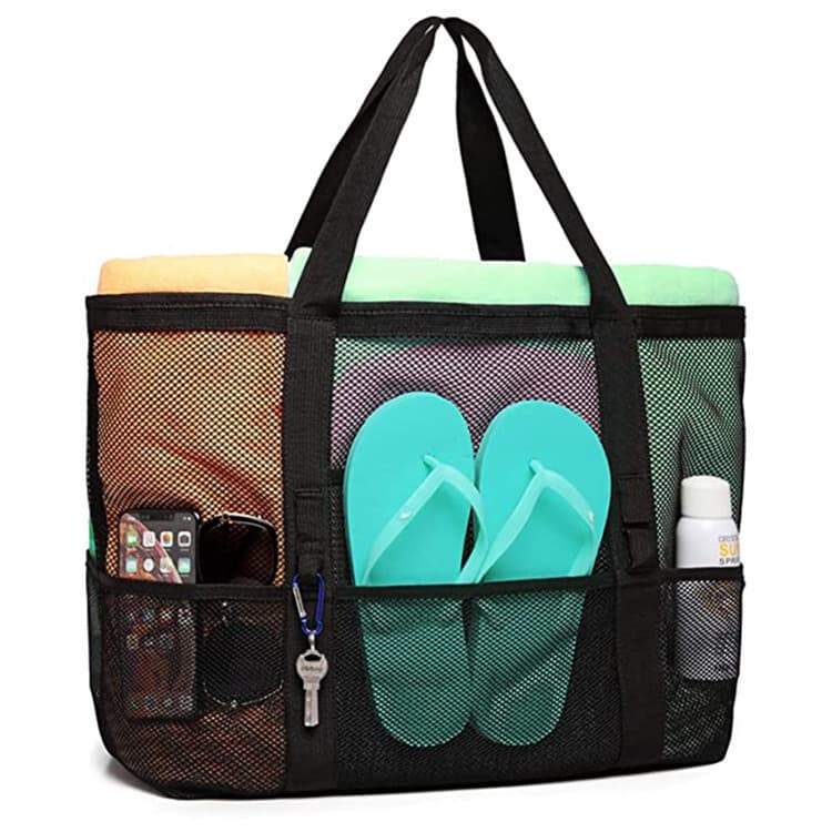 Bolsa de praia de grande capacidade, malha de brinquedo, bolsa de natação mul, bolsa de praia, grande capacidade, malha