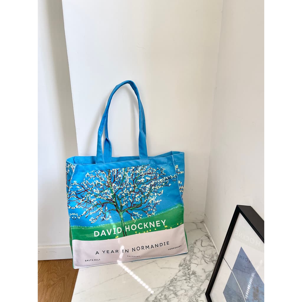 David Hawkni pintura a óleo bolsa de lona ombro zíper sacola grande capacidade computador Commuter bolsa feminina ambien