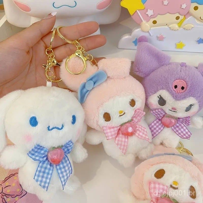 Chaveiro de Pelúcia de Cachorro com Orelhas Grandes, Boneco de Pelúcia de Diabinho Fofo para Estudantes e Meninas, Bolsa