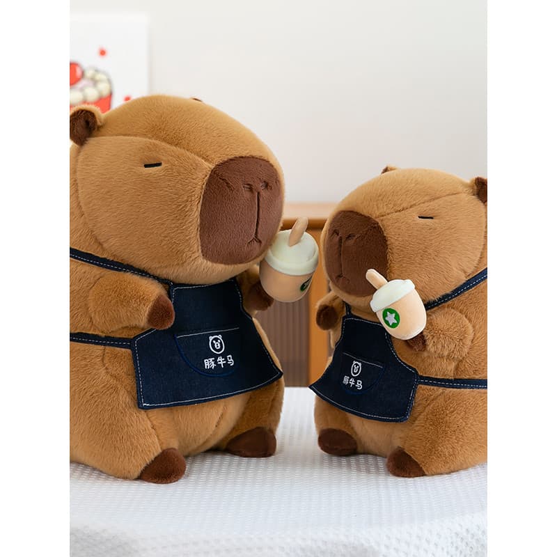 Avental leite chá capivara capivara boneca de pelúcia capivara boneca PP algodão recheado crianças dormindo Ragdoll