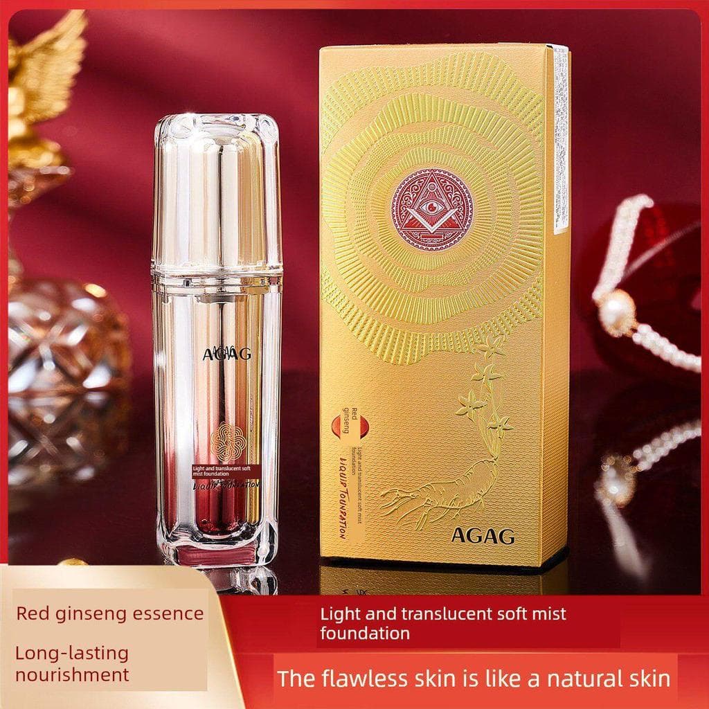 Base líquida transparente de névoa macia Ag Red Ginseng genuíno, tela não pegajosa, maquiagem de longa duração, Natural