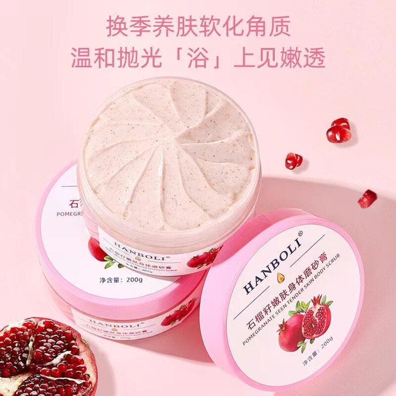 Semente de romã genuína, esfoliante corporal rejuvenescedor, limpeza profunda, suavização da pele, queratina, melhorando