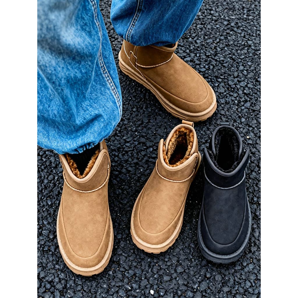 Botas de neve sapatos masculinos forro de lã sapatos de pão de inverno deslizamento em sapatos de algodão botas Martin d
