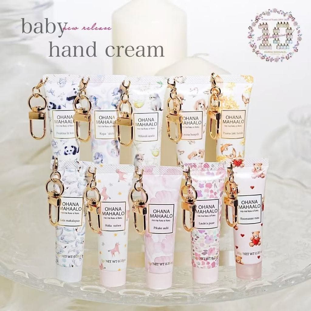 [Estoque pronto] Japão ohana Chaveiro Mini Creme para as Mãos 10o Aniversário Fragrância Hidratante Limitada 10g