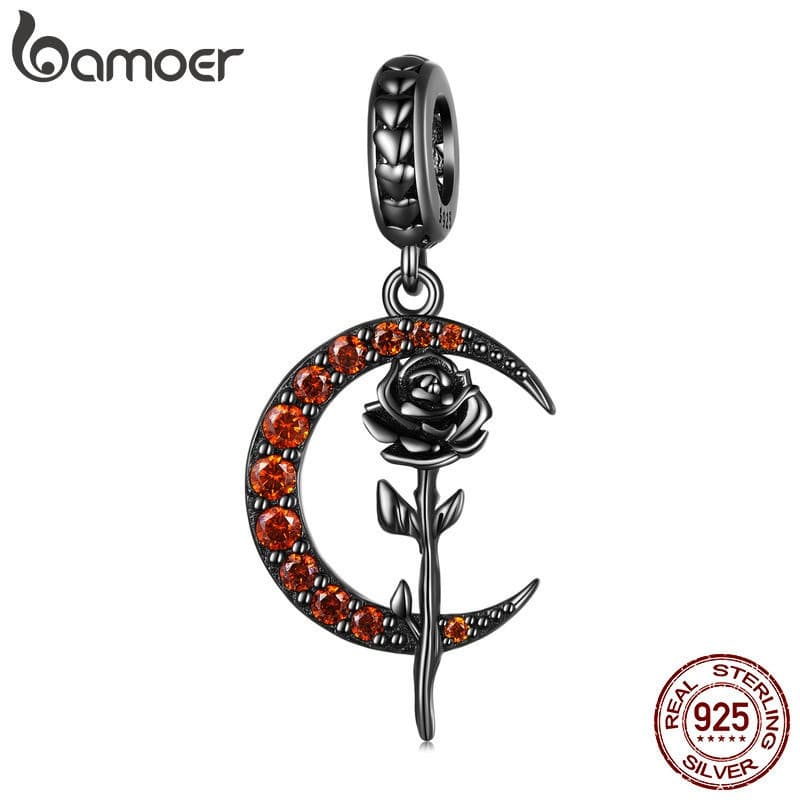 Colar e Pulseira com Pingente de Pérola Rosa em Prata 925 Bamoer, Acessórios de Joias para Halloween 5SZO