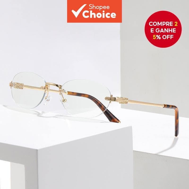 Óculos Elegantes Sem Moldura Masculino E Feminino Retrô Oval Anti UV Armação De Radiação