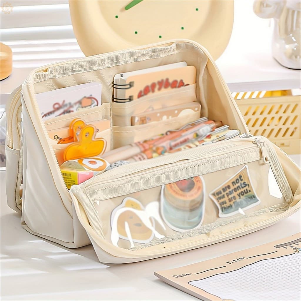 Estojo Organizador De Lápis De Grande Capacidade , Bolsa Com 9 Compartimentos , Papelaria Para Ensino Médio , Escritório