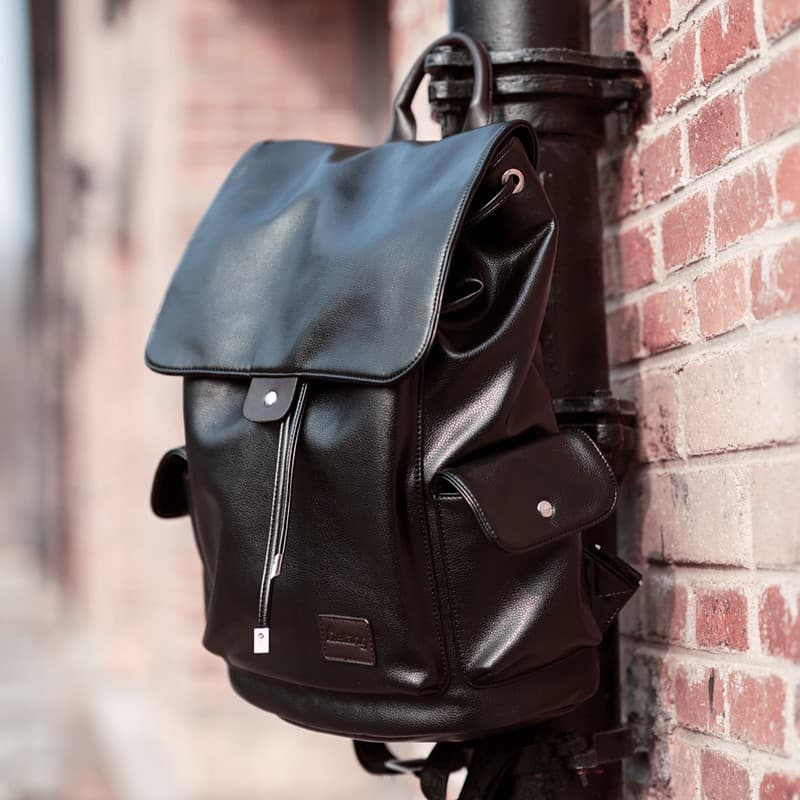 Mochila de couro genuíno masculina versão coreana moda tendência faculdade meninos mochila estilo britânico viagem mochi