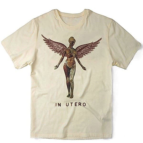 Camiseta Algodao Nirvana In Utero Banda de Rock Grunge Kurt Cobain