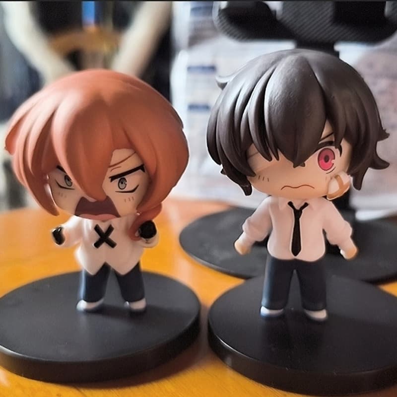 Figura de Anime Bungo Stray Dogs Dazai Osamu Nakahara Chuuya Versão Q PVC Decoração de Carro Brinquedos de Mesa Boneco Q