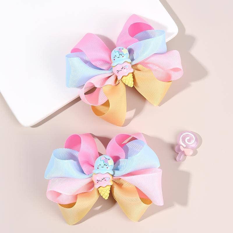 [hundr] 2 Pçs Na Moda Dos Desenhos Animados Sorvete Bolo Grampos De Cabelo Para Crianças Doce Cor-bloed Fita Meninas Dal