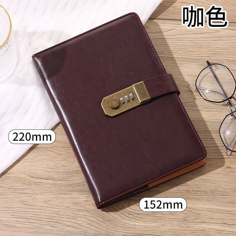 Botão Retro A5 senha livro bloqueio de negócios Notebook Design moda superfície de couro