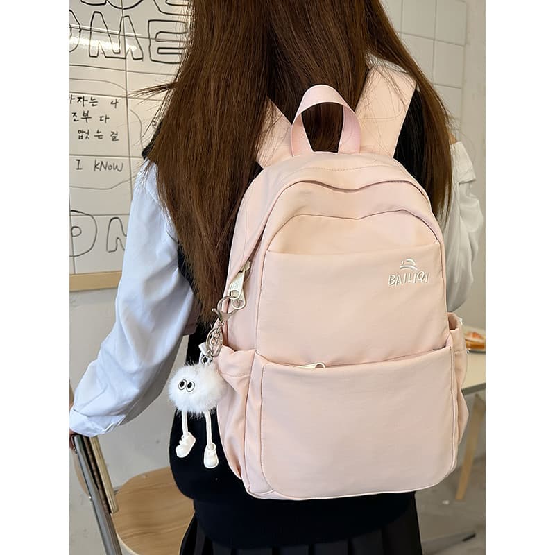 Muzi Street Novo Estilo All-Match Mochila Feminina Mochila Escolar de Grande Capacidade Versão Coreana Moda Nylon Imperm